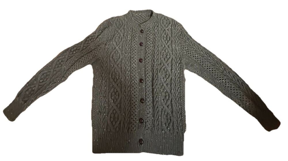 HOME MADE Women’s Chunky Knit Brown Wooden Buttons Cardigan Sweater Size Large